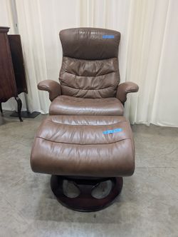 Chocolate Brown Leather Recliner with Padded Arms
