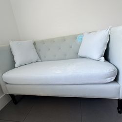 Moving Sale: Chic Pale Blue Tufted Loveseat