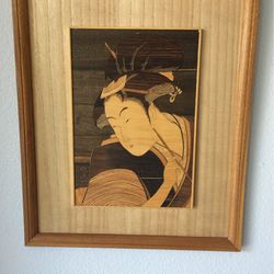 Japanese Wood Art Signed By Artist
