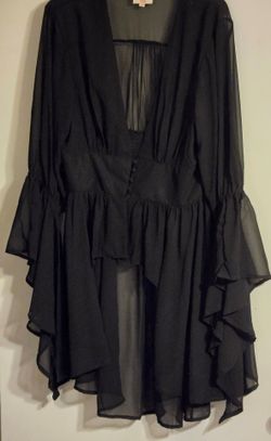 Black sheer long sleeve blouse