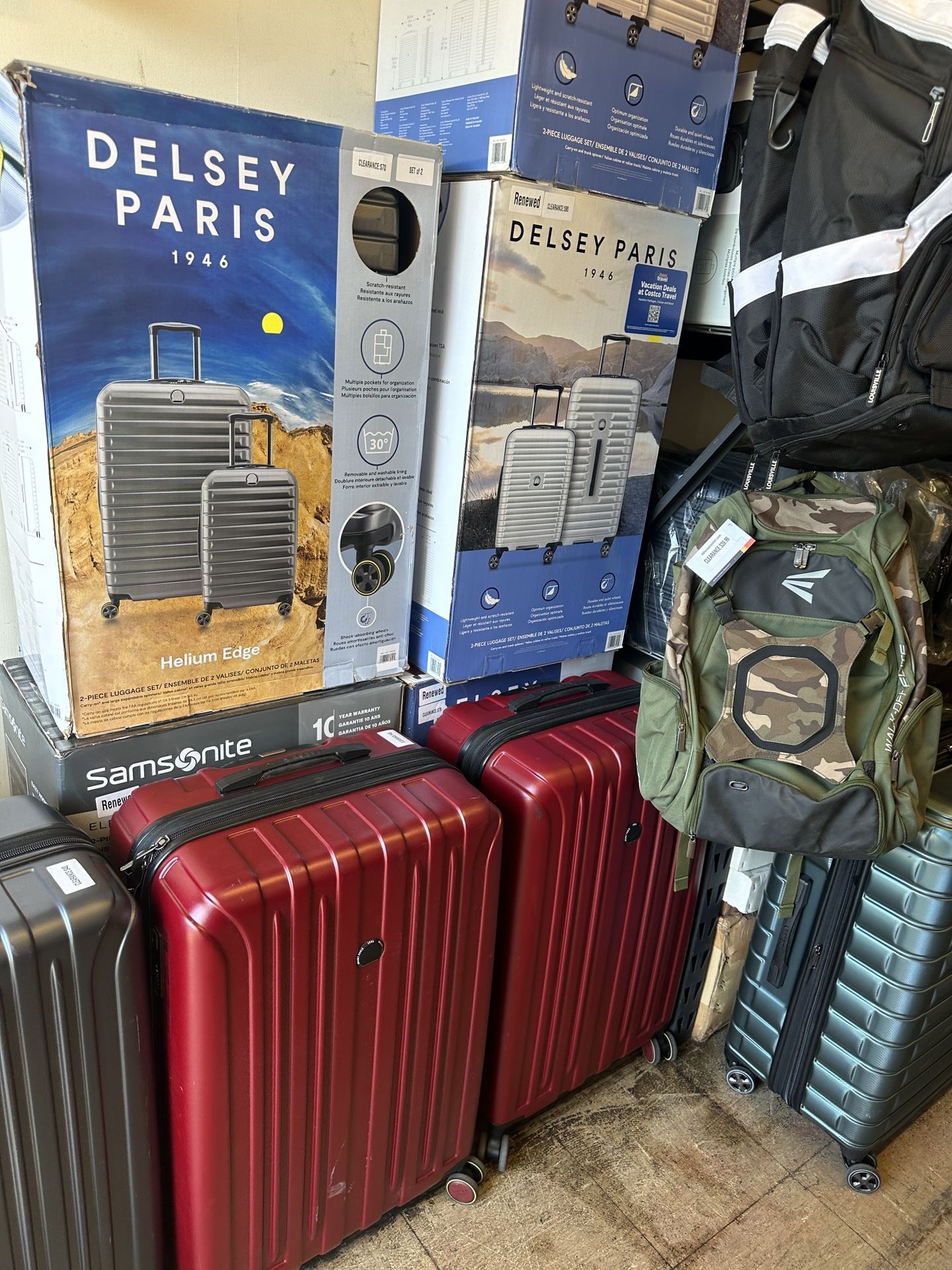 EVERYTHING MUST GO! Luggage bags for travel. Check in size, carry-on size. Brands are Samsonite, Delsey, American Tourister, Lego and more. We ha