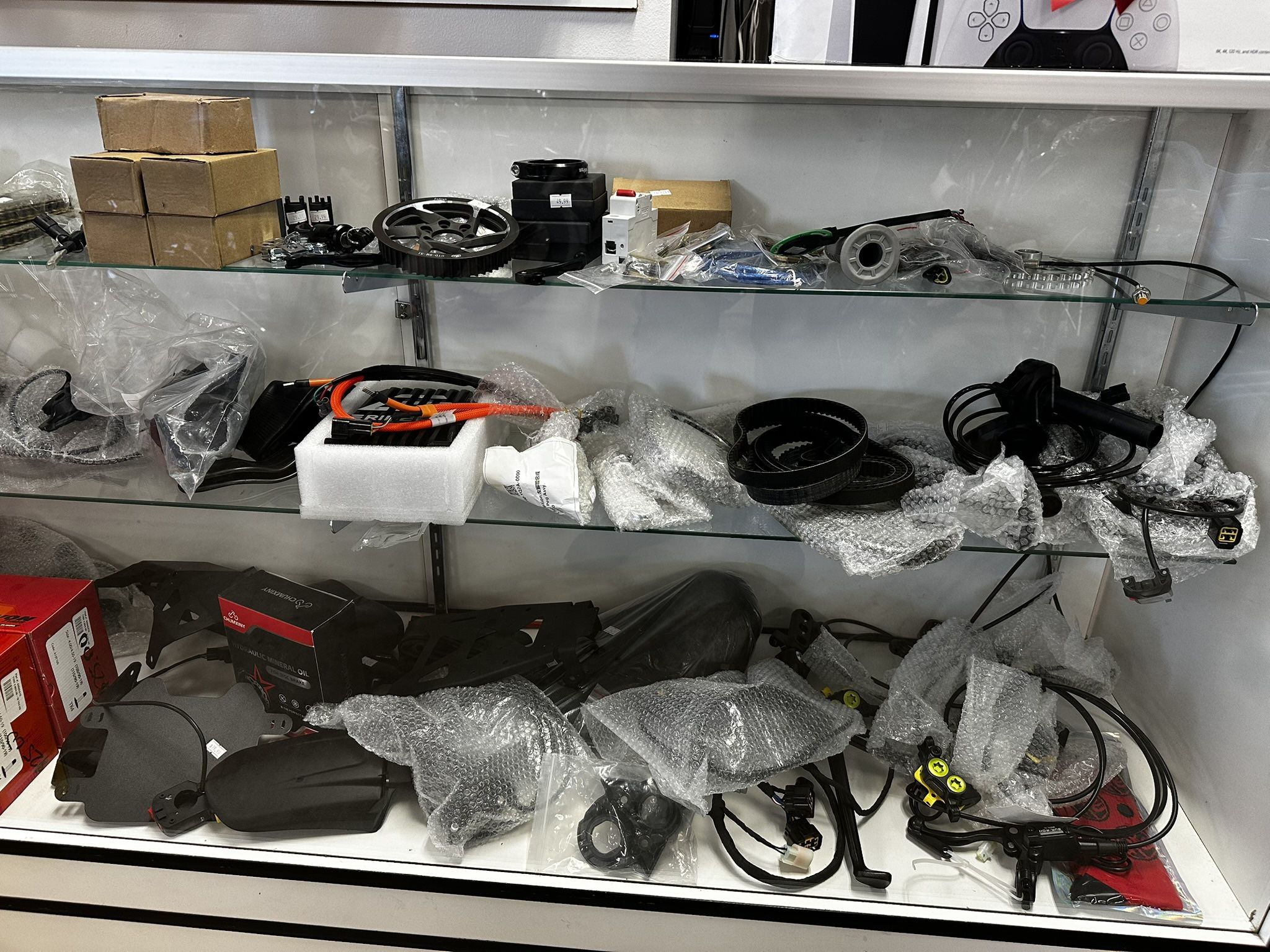 We Have All The Surron Original Parts, Throttle, Break Pads, Charger. Chain, Ignition, Tubes, Tire