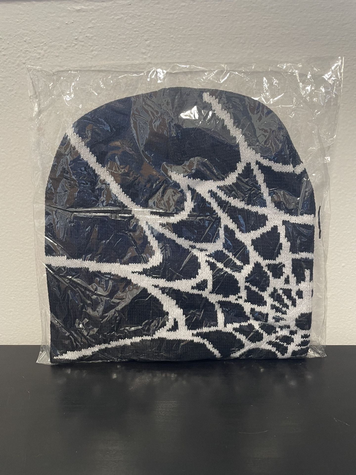 Spider Web Beanie NEW SEALED Black & White Unisex Knitted Skully Hat Halloween