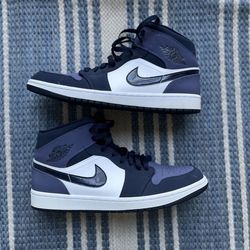 Air Jordan 1 Mid "Obsidian/Sanded Purple" (554724-445)