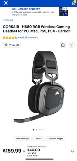 CORSAIR - HS80 RGB Wireless Gaming Headset for PC, Mac, PS5, PS4 - Carbon