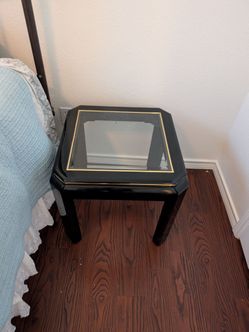 Black Lacquer Glass Top Side Table