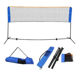 10 Ft Long 5 Ft High Portable Badminton Net Beach Volleyball Tennis Competition Sports Training Net Set w/Poles, Stand & Carrying Bag, Height Adjustab