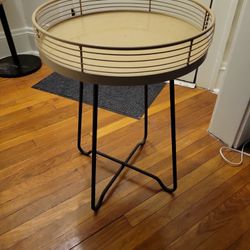 Speckled Beige Metal Side Table