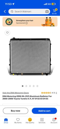 DNA Motoring OEM-RA-2321 Aluminum Radiator For 2000-2006 Toyota Tundra 4.7L AT 01 02 03 04 05