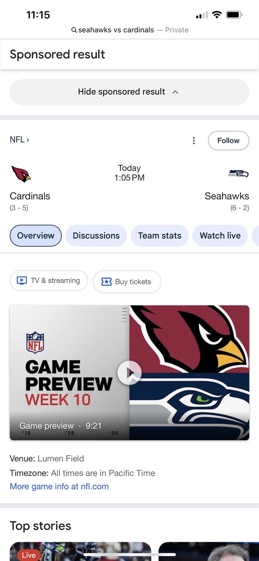 Cardinals vs Seahawks Tickets Today!!!
