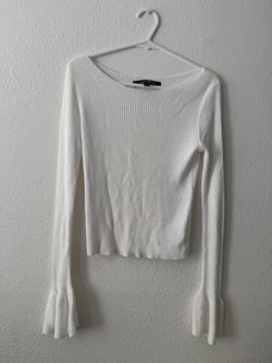 White Ribbed Knit Crop Top