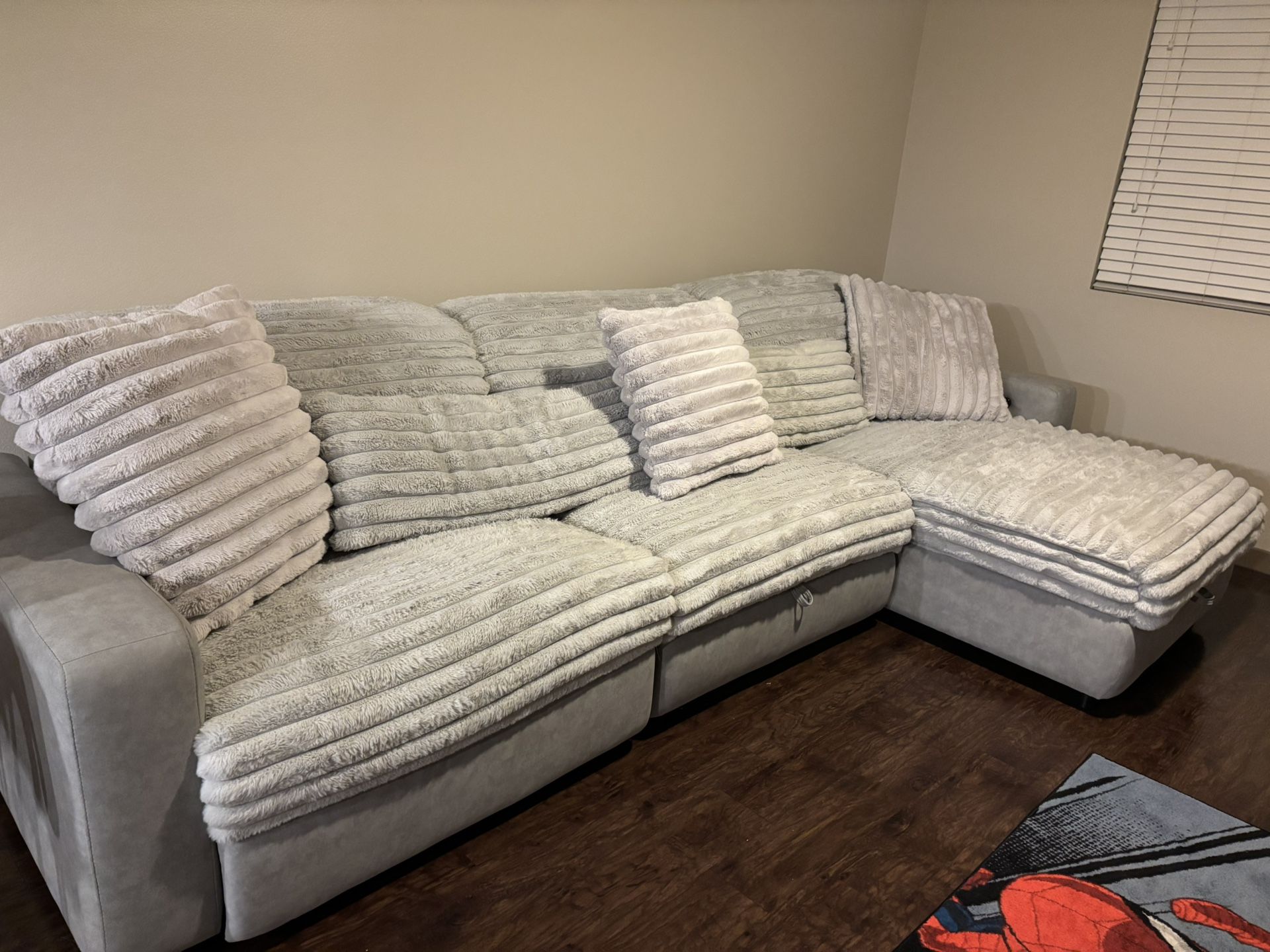 3 Seater Recliner Couch W/ Pullout Bed And Storage!
