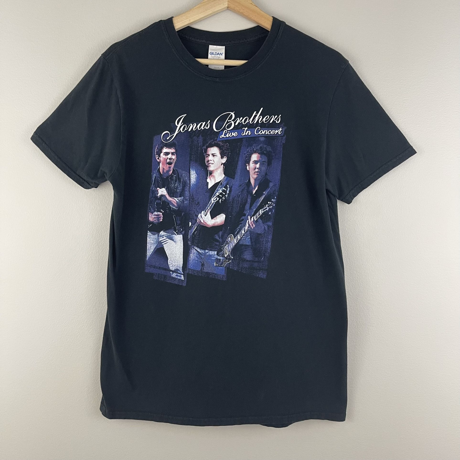 JONAS BROTHERS Vintage 2000’s Live In Concert Black Blue Graphic Band Tee