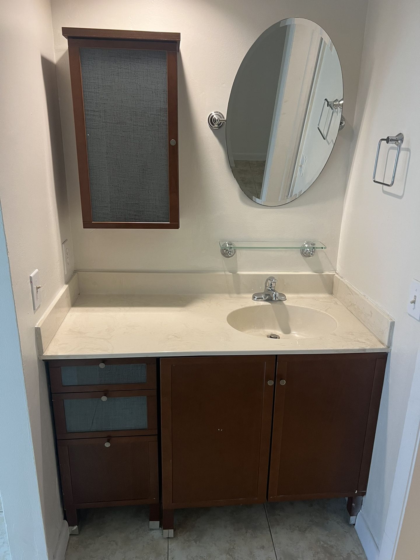 2 Bathroom Vanities And Cabinet Set