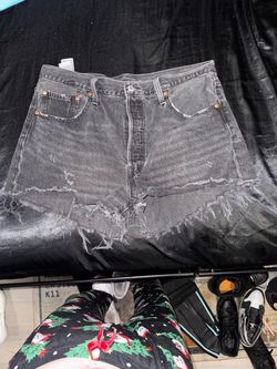 Levi's Distressed Gray Denim Cutoff Shorts