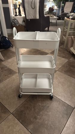 White tiered utility caddy rolling cart