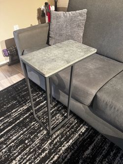 C-Shaped Side/End Table Rustic Concrete