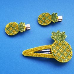 2/$20 Pineapple  Rhinestone Hairclips