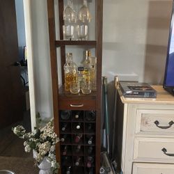 Wood Dark Cherry Wine Rack Tower Drink Station Like Néw