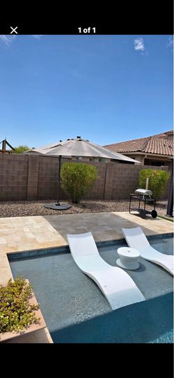 White In-Pool Lounge Chairs and Side Table Set Ledge Lounger Brand