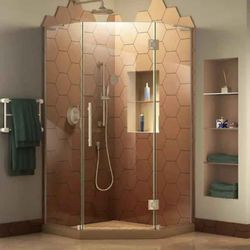 36 in. D x 36 in. W x 72 in. H Semi-Frameless Hinged Glass Shower Door Enclosure