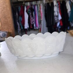 Vintage grapes Milk glass serving dish or candy dish by Westmoreland