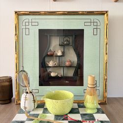 Vintage Tea Shadow Box Art Piece 