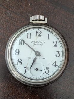 Wesclox Scotty vintage pocket watch.  Seems to run but not tested thoroughly nor long term, therefore selling as is. Plastic face cover could use a re