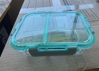 Glass Lunch Box Set – Divided Meal Prep Container + Glass Storage Bowl – $12