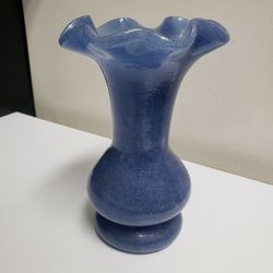 7.75" Blown Lapis-blue Burble Glass Vase