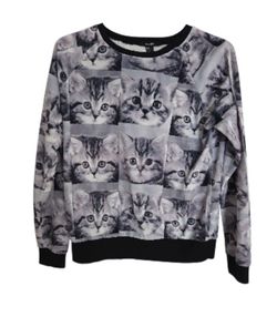 Forever 21 Cat Print Sweatshirt SMALL