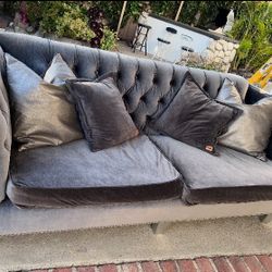 Two Toned Velvet Grey Couch