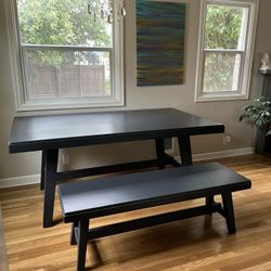 Wooden Dining Table With Bench