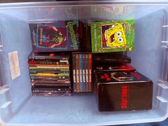 Box of vhs and DVDs