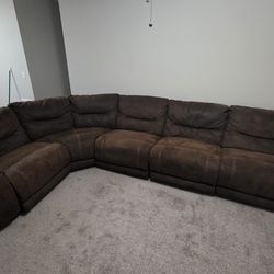 Large Brown Reclining Sectional – Power + Manual – Good Condition