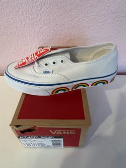 New Vans Authentic Rainbow Tape True White Sneakers