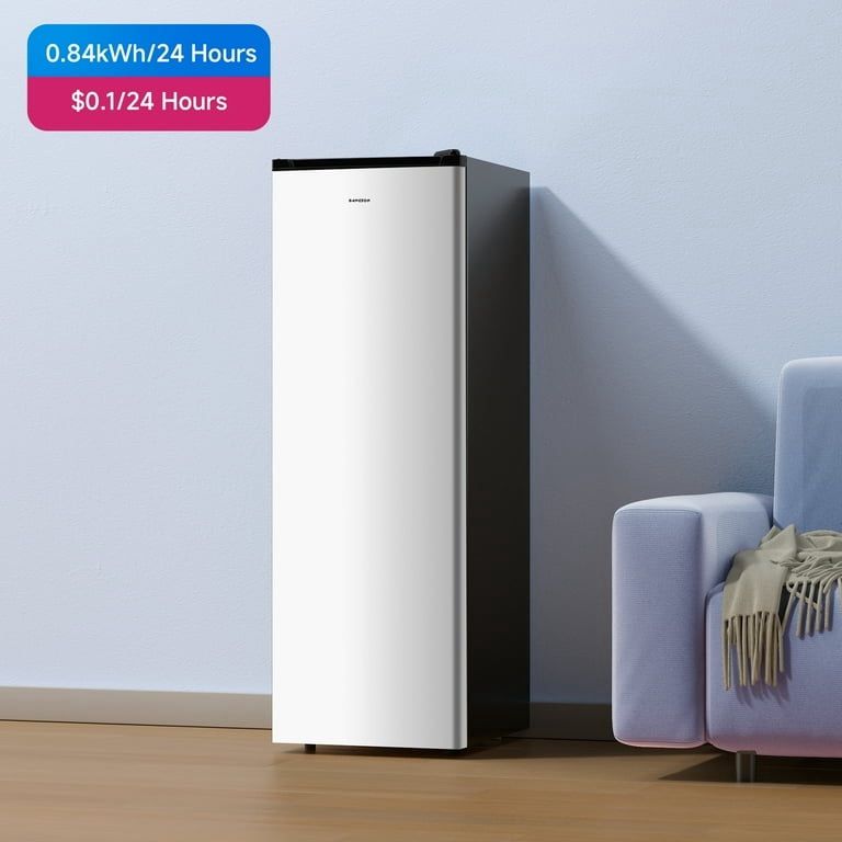 BANGSON Upright Freezer, 7.0 Cu.ft Freestanding Freezer, Convertible Upright Freezer/Refrigerator, Single Door for Kitchen, Office, Apartment, Silver