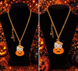 Hello Kitty Halloween Pumpkin Necklace