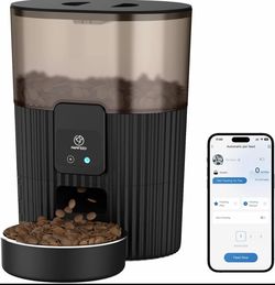 Automatic Cat Feeder With App, 2.4G WiFi Cat Food Dispenser, 3L Slow Feeder Timed Cat Feeders For Dry Food, 10 Meals/Day, 6 Portions/Meal, Dual Power 