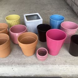 Planters Pots Vintage 15 Assorted Styles Terracota Ceramic Clay