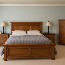 Stanton California King Bedroom Set – Solid Oak – Excellent Condition