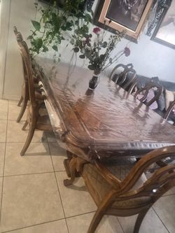 Wood Dining Table with Chairs Set