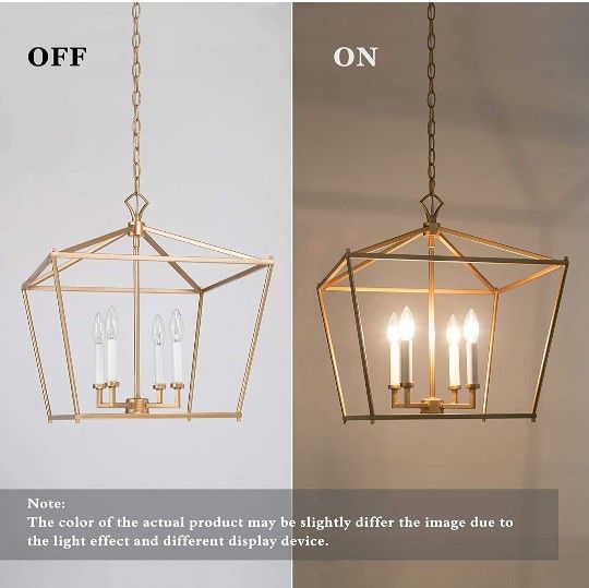 Brand New 💯 Gold Chandelier, Lantern Pendant Light Fixtures, Foyer Chandelier for Dining Room, Kitchen Island, Entryway, 17.5’’ L x 17.5’’ W x20’’ H