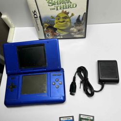 Nintendo Original DS Model NTR-001 Original Cobalt Blue w/ Charger & 3 Games