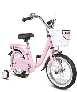 Kids 16in bicycle with training wheels & storage basket