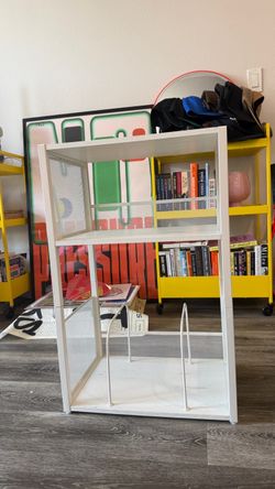 Record Player Stand + Vinyl Record Storage, White