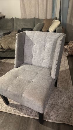 Tufted grey accent sofa chair