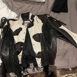 Cowhide fringe jacket women’s