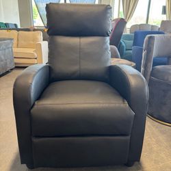 Living Room Chaise Lounge Modern Recliner, Single Sofa Reading Chair PU Leather Home Theater Seat Adjustable Armchair with Thick Seat and Backrest (Bl