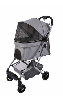 Top Paw 4-Wheel Pet Stroller, Gray, Lightly Used